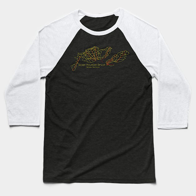 Stowe Trail Map Baseball T-Shirt by ChasingGnarnia